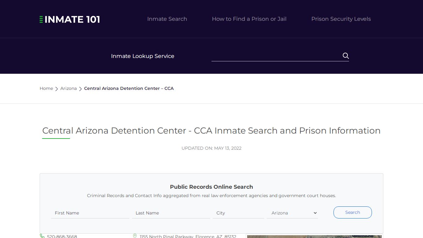 Central Arizona Detention Center - CCA Inmate Search ...